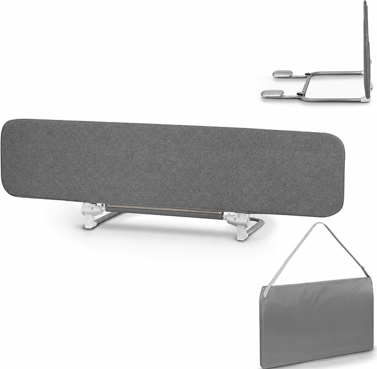 XL Bedhekje 150x45 cm – Opvouwbaar Bedhek met Reistas – Draagbaar Veiligheidsrek voor Bed – Bedrand tegen Uit Bed Rollen – Compact Bedhekje voor Thuis, Vakantie, Reizen en Logeren – Eenvoudig Mee te Nemen