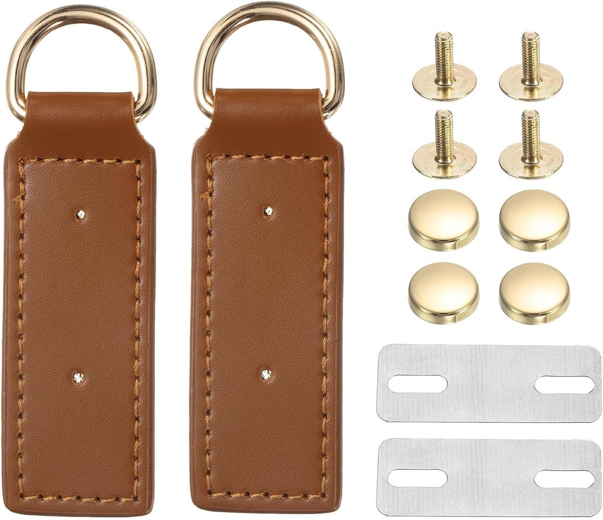 2 Stuks D Ring met Schroeven, Verwijderbare Sluiting voor Handtas, Tas, Naaien en DIY Projecten, Bruin
