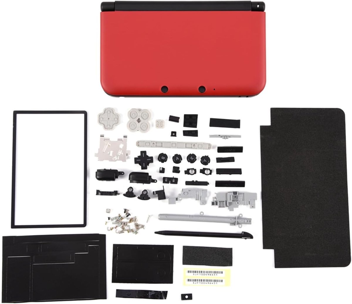 Volledige behuizing vervangingskit voor 3DS XL met knoppen, schakelaars en rubberen pads - Zwart