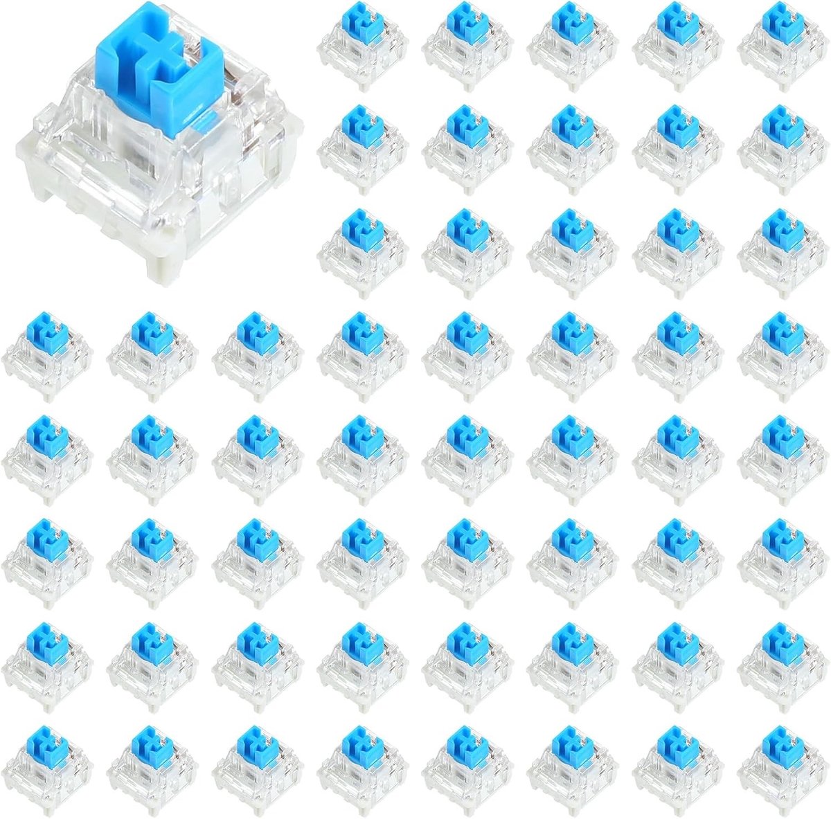 54 Stuks Mechanische Toetsenbord Switches, Stofbestendige Gaming Toetsenbord Klikschakelaars, 3 Pin Tactiele Vervangingen met Transparante Deksel voor Tactiele Reactie