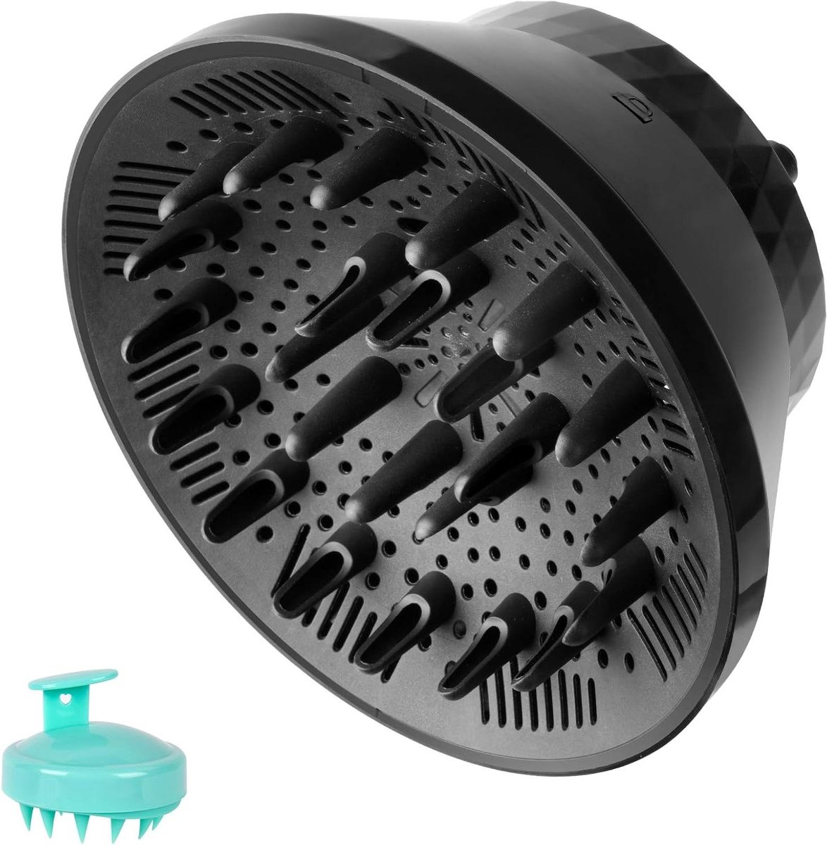 Universele Haar Diffuser - Föhn Opzetstuk - Krullen Stylen - Inklapbaar Ontwerp - 4.3 tot 7.3 cm - Zwart