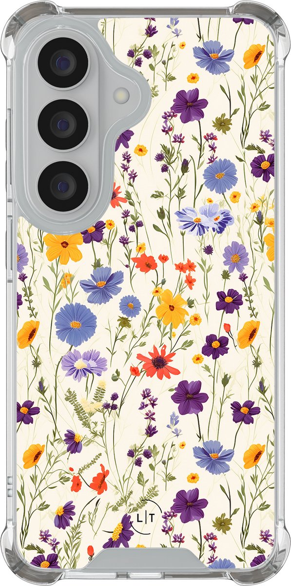 Shockproof hoesje - Geschikt voor Samsung Galaxy S26 - Wildflowers - Extra sterke case - TPU/polycarbonaat - Bloemen - Multi, Transparant