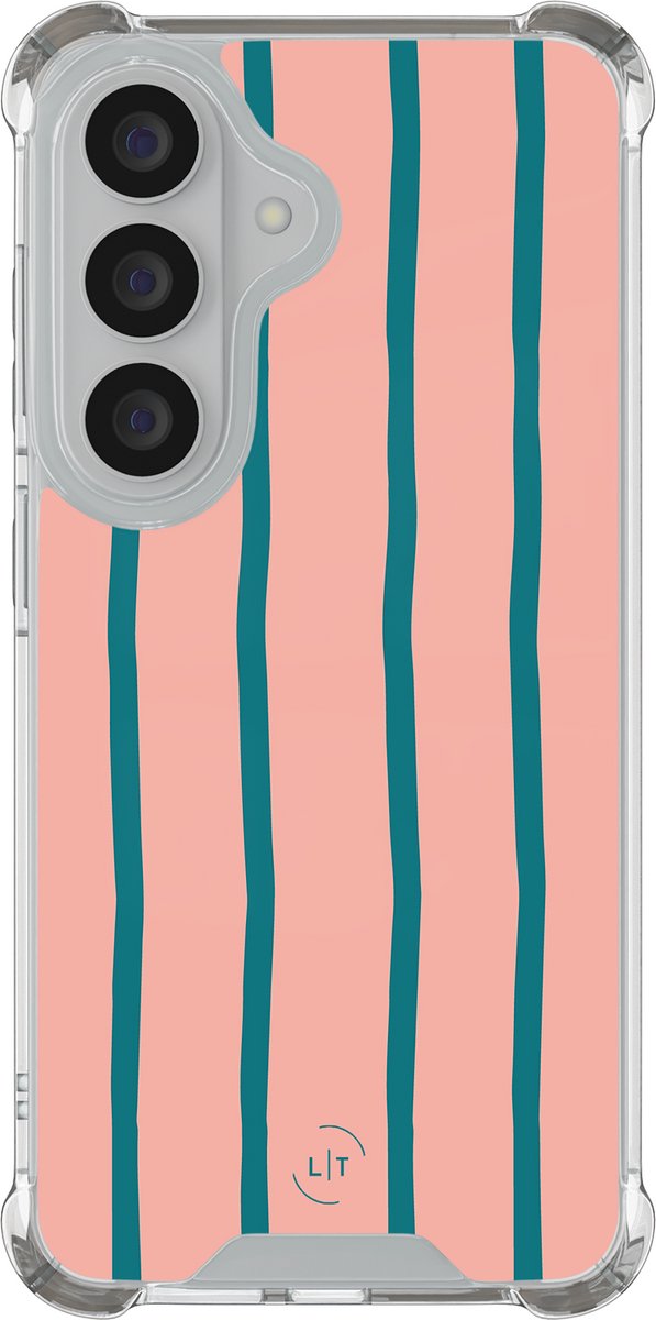 Shockproof hoesje - Geschikt voor Samsung Galaxy S26 - Pink flow - Extra sterke case - TPU/polycarbonaat - Gestreept - Roze, Transparant