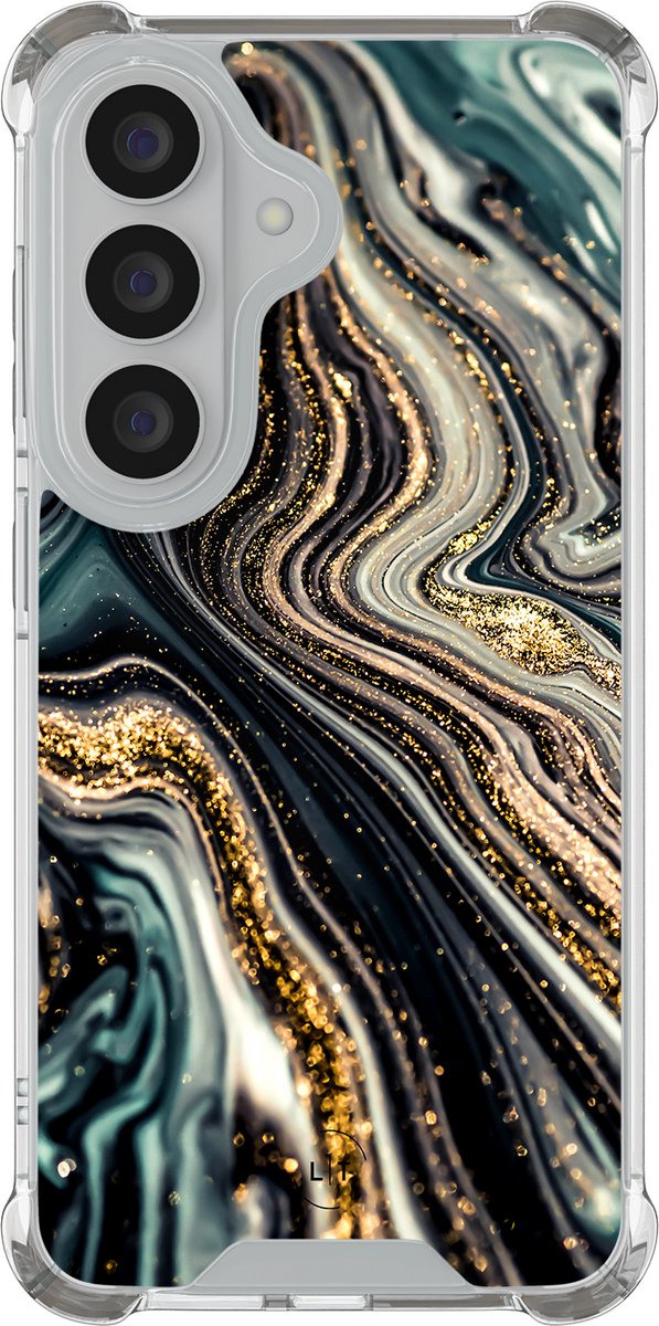 Shockproof hoesje - Geschikt voor Samsung Galaxy S26 - Marmer swirl - Extra sterke case - TPU/polycarbonaat - Marmer - Multi, Transparant