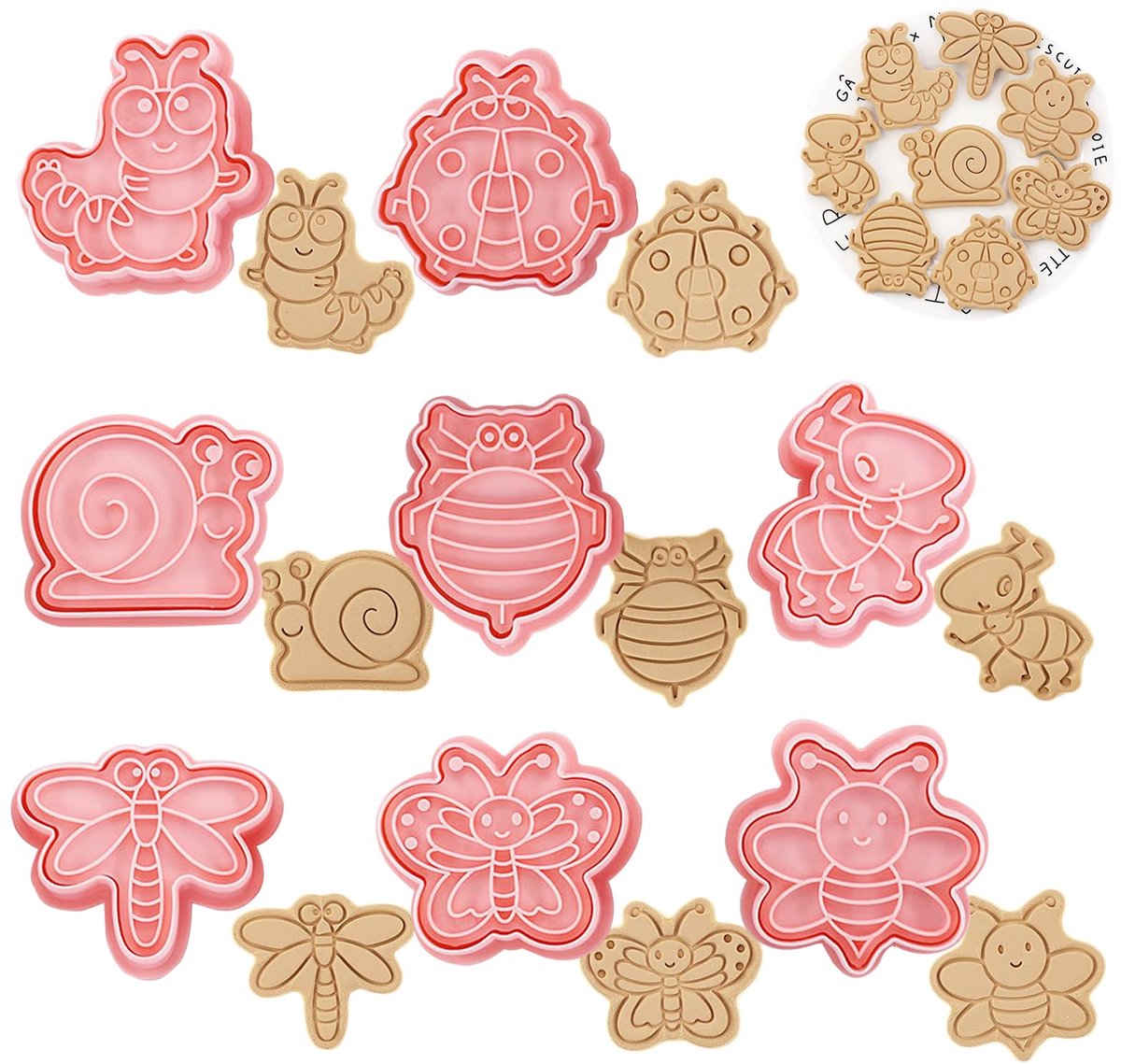 Koekjesvormen Dieren 8 Stuks - Kunststof Uitsteekvormpjes - 3D-Vorm - Perfect voor Taartdecoratie - ShopVlot