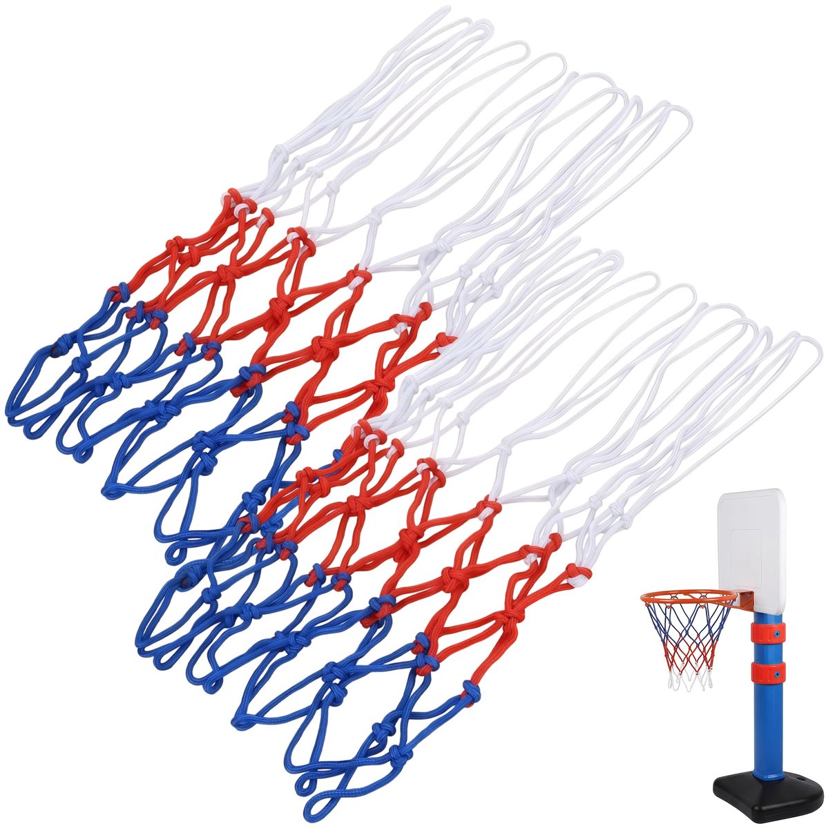 Zuuyye 2 Stuks Basketbal Net, Net voor Basketbalring Standaardmaat met 12 Lussen, Buiten en Binnen Basketbalnet - ShopVlot