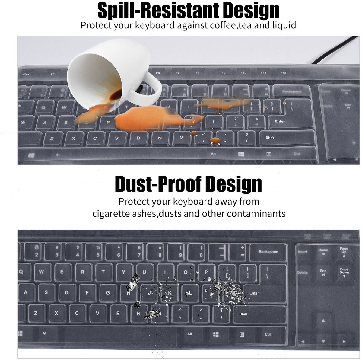 Toetsenbord cover protector - siliconen gel - waterdicht en stofdicht - bescherming voor je PC - ShopVlot