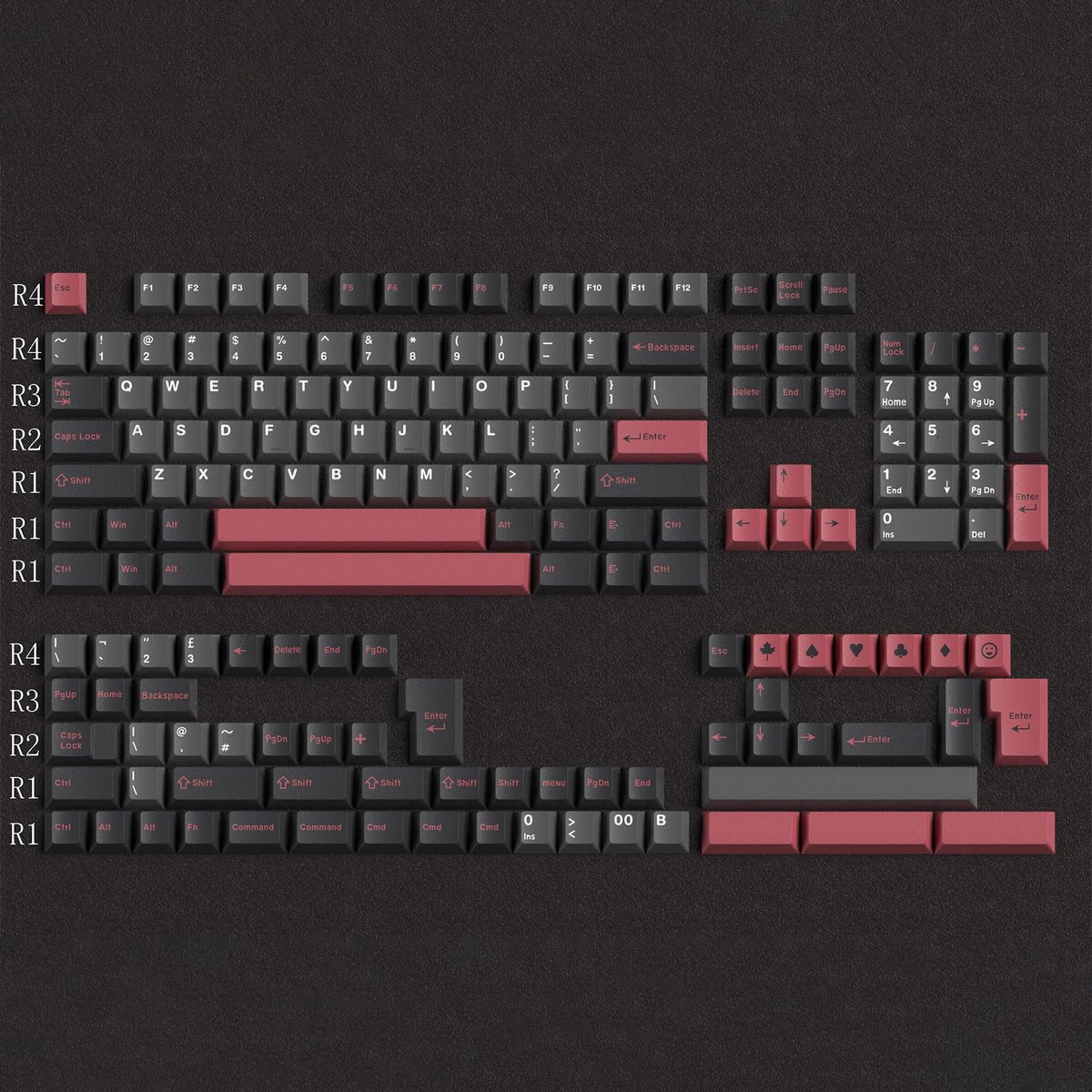 Keycaps set 172 toetsen - Cherry profiel double shot - Inclusief spatiebalk 2.75u, 3u, 6.25u, 7u - ShopVlot