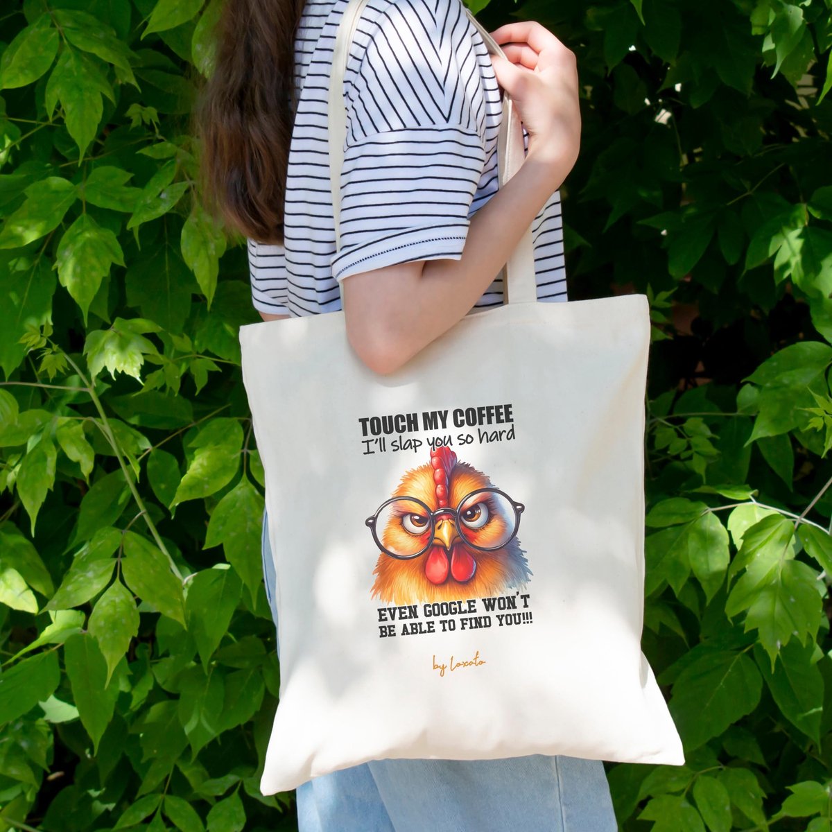 Boodschappentas groot - katoen - Touch My Coffee - ideaal voor dagelijks gebruik - ShopVlot