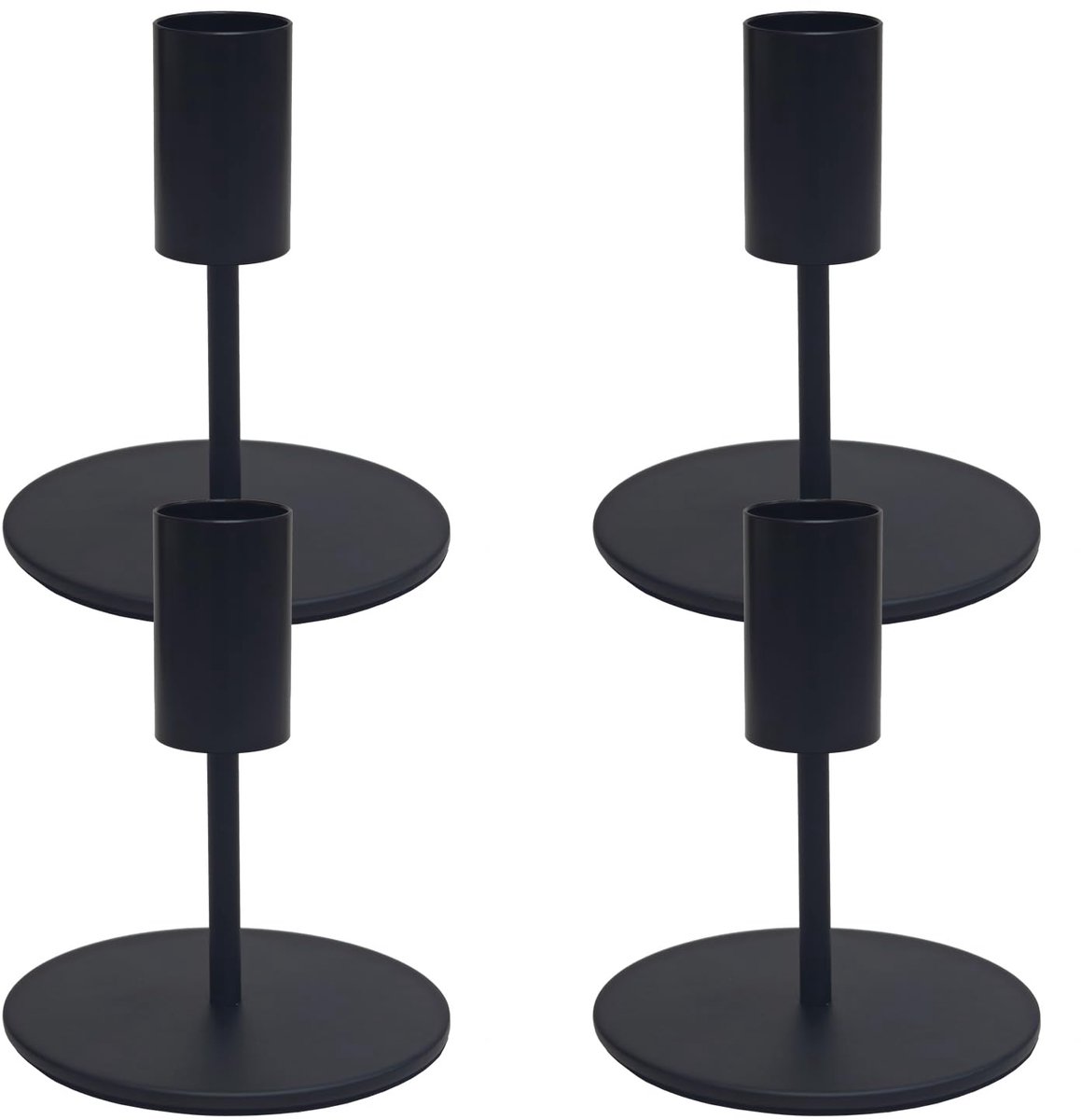 Kandelaars zwart 9,5 cm - metalen kaarsenhouders - voor staafkaarsen - sfeervolle tafeldecoratie - ShopVlot
