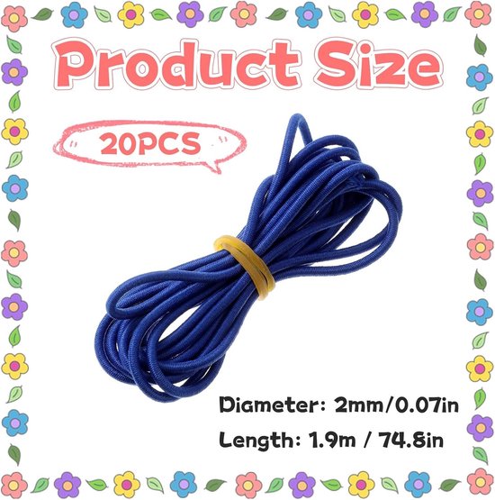 Ronde Elastische Koord 2mm in 20 Kleuren - 2 Yards voor Armband Maken, DIY Creaties en Sieraden Bevestigen — afbeelding 2