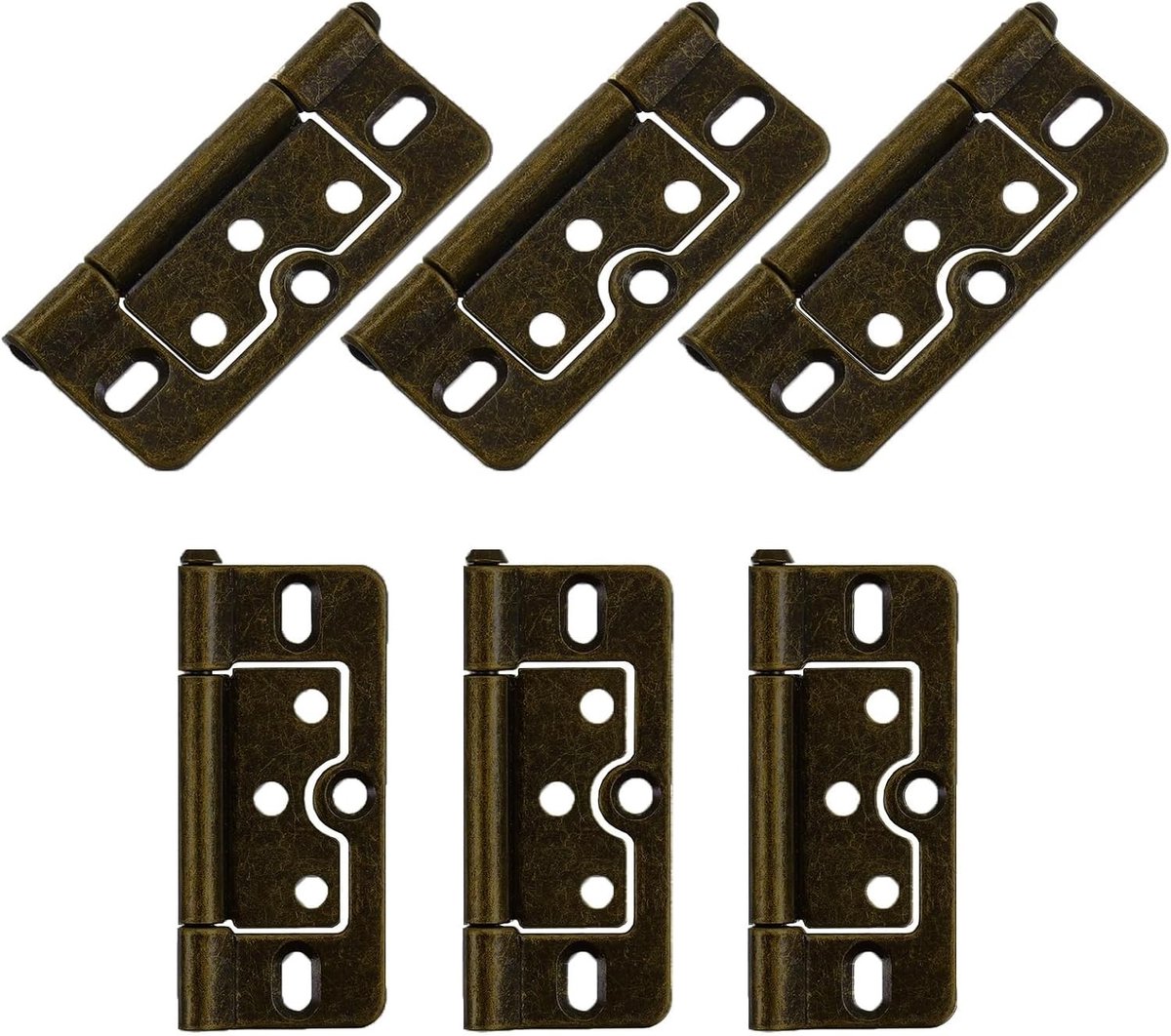 6 Stuks Scharnieren voor Deuren, 3 Inch Geluidsloze Bifold Scharnieren voor Kastmeubels en Kledingkasten, Bruin Tonaal