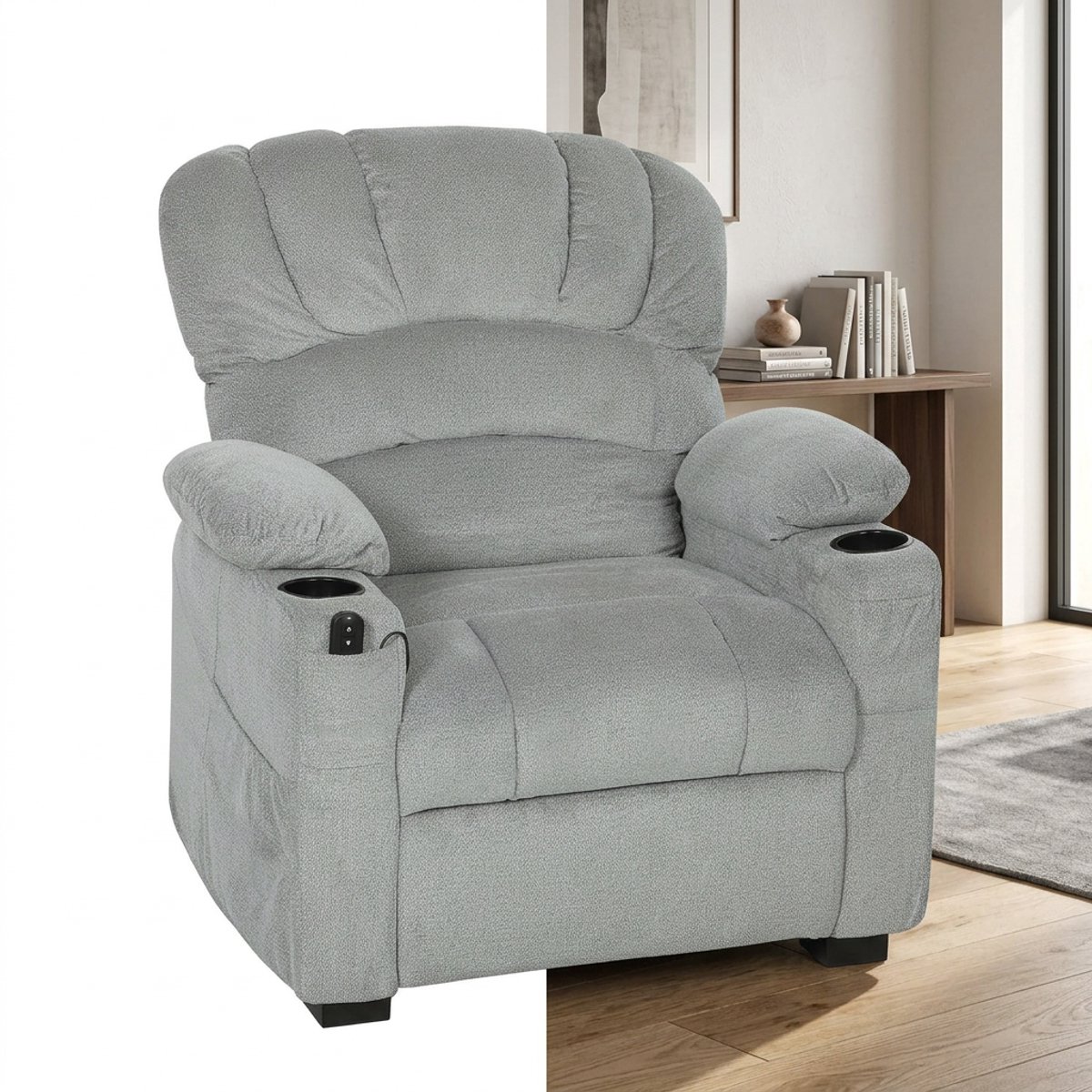Relaxfauteuil - Relaxzetel - Relaxstoel - Fauteuil - Stoel - Met armleuning - Voor één Persoon - Grijs