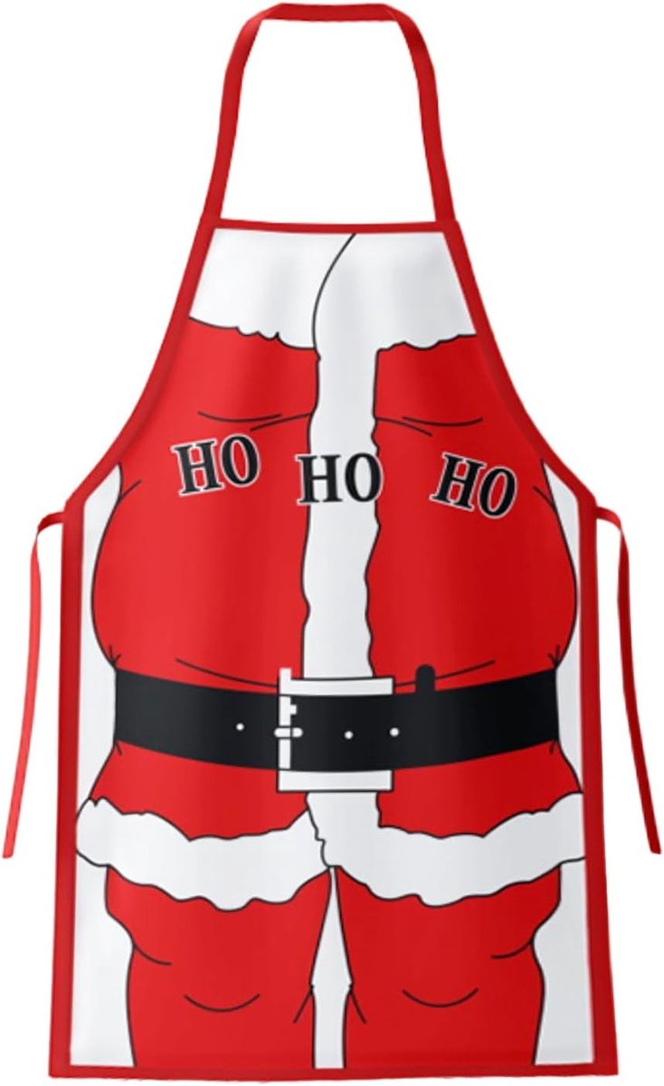 Kerst Schort voor de Keuken en Grill - Unisex Rood Schort voor Feestdagen en Koken met Santa Motief