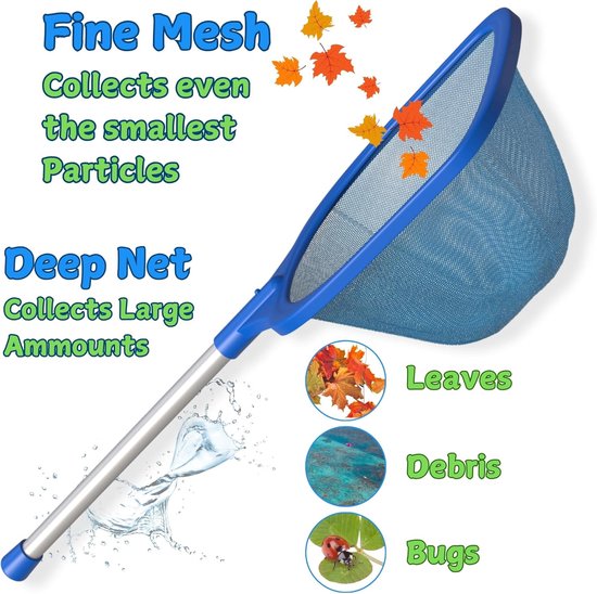 Skimmer Net - Zwembad Schepnet - Water Reinigen - Aluminium Paal - 66 cm Lengte - Zilver — afbeelding 4