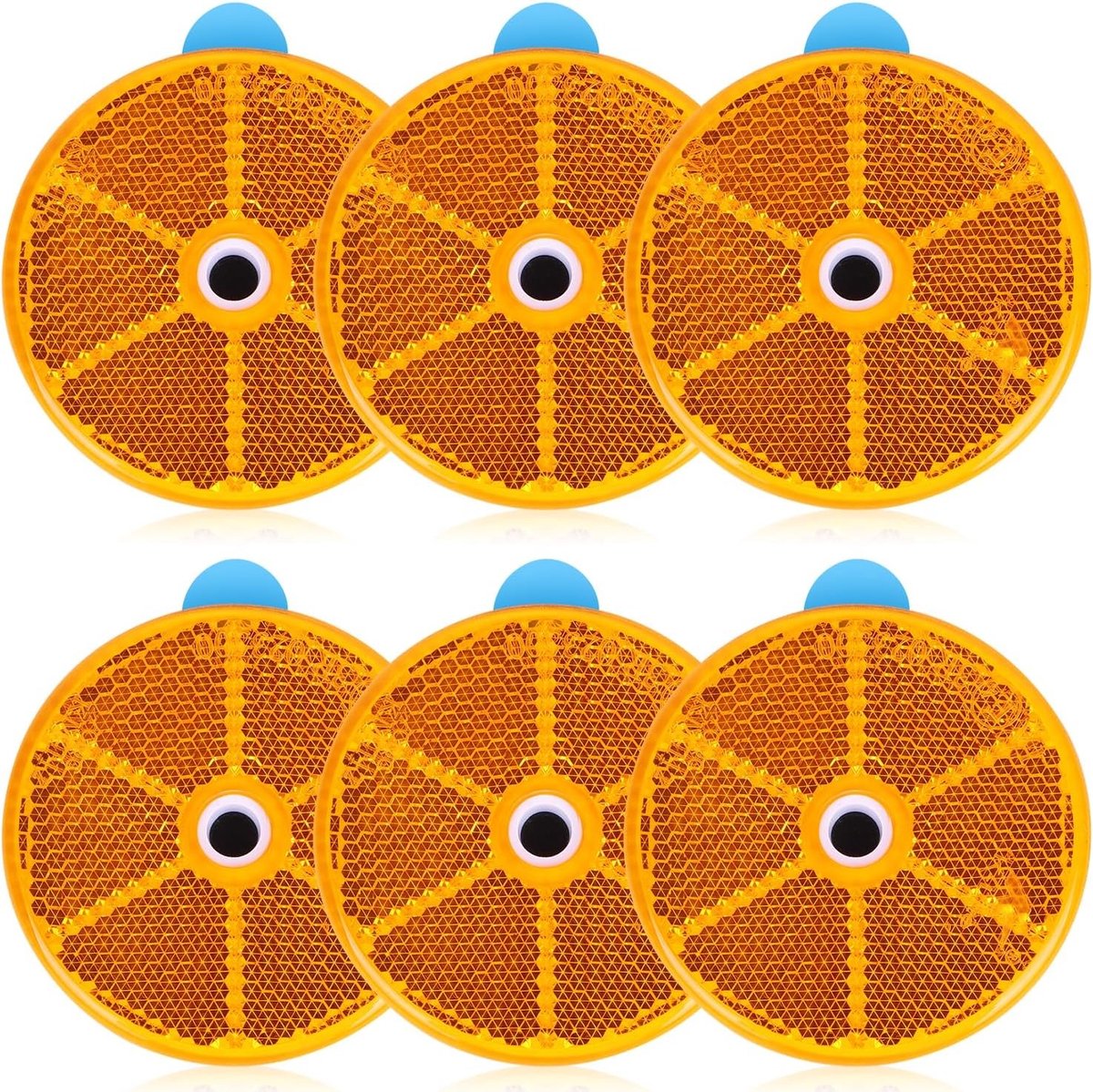 Reflectoren in de vorm van kattenogen - Zelfklevende oranje rond 60mm reflectoren voor aanhangwagens, vrachtwagens en campers - 6 stuks