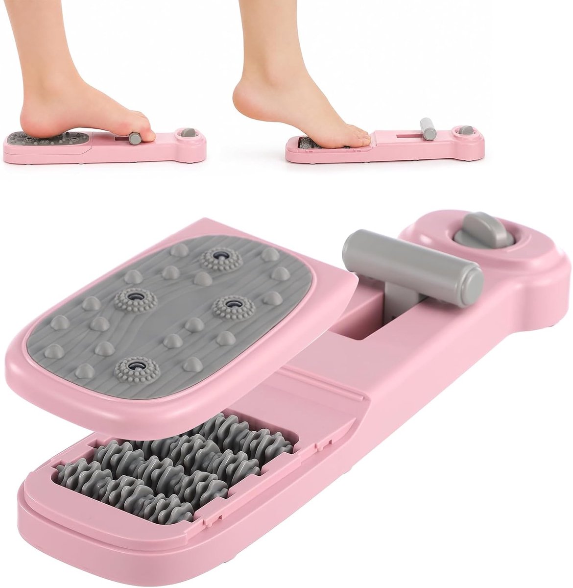 Voetboogtrainer met instelbare weerstand en massageroller – Compact, slipvast ontwerp voor zittende voettraining thuis, op kantoor of in de sportschool