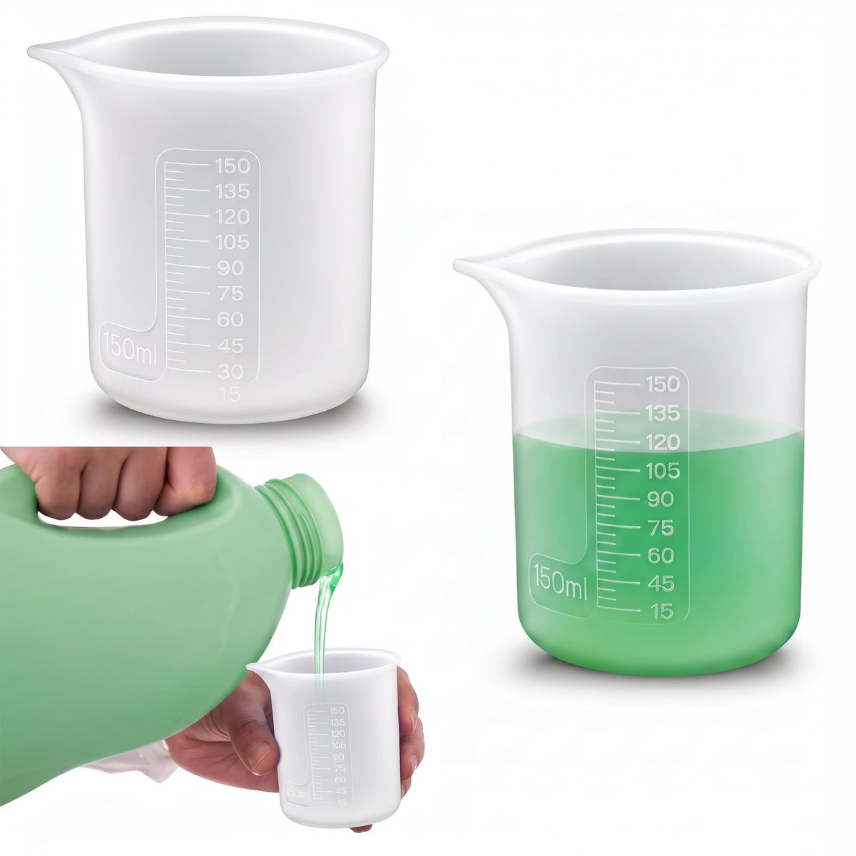 Siliconen maatbeker 150 ml - set van 2 - met schaalverdeling - ideaal voor nauwkeurig meten - ShopVlot