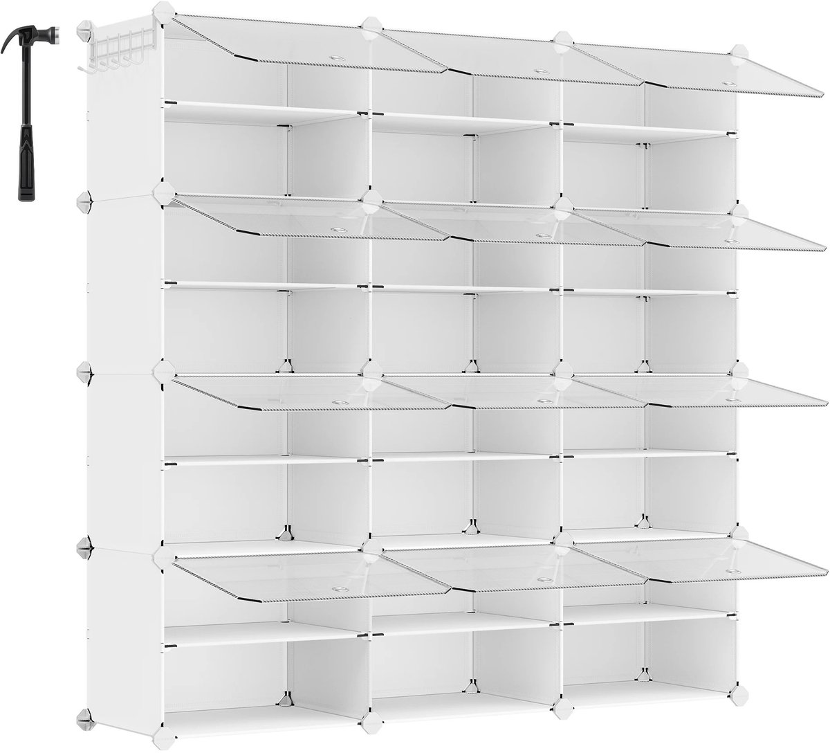 Nyoz schoenenkast - Schoenenrek - Schoenenbox - 12 vakken - Modulaire schoenenkast - Met deuren - Wit - 30 x 40 x 30 cm per vak