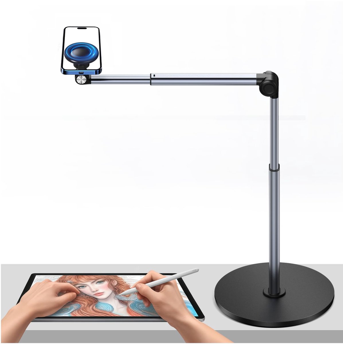Telefoonhouder overhead 12 inch - Aluminium - Flexibele arm - Ideaal voor live streaming - ShopVlot