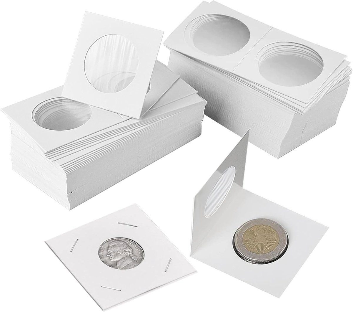 Coin Flips en Opbergdozen voor Munten - 50 Stuks 33 mm Coin Covers en 50 Stuks 40 mm Cardboard Munthouders voor Verzamelaars