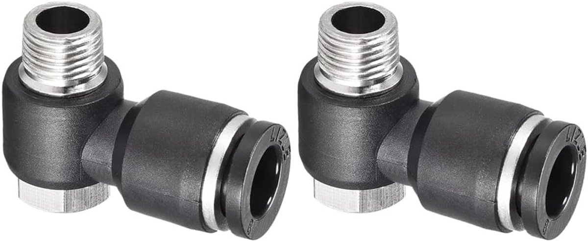 Pneumatische Bocht Verbindingsslang met Snelle Ontkoppeling, Slangconnector voor 5/16 Inch Slang en 1/8PT Mannelijk Draad, Zwart