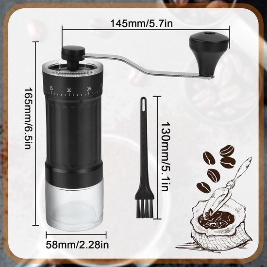 Hoge Precisie Koffiemolen met Verstelbare Keramische Maalschijven voor Thuis, Buiten en Kamperen - Ideaal voor Verse Koffie en Reizen — afbeelding 5