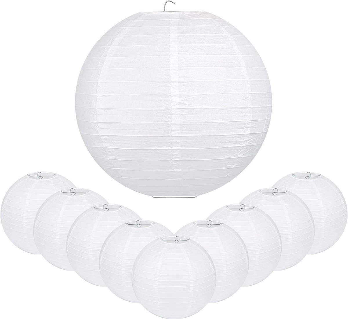 20 Stuks Witte Papieren Lantaarns van 25 cm - Rond Lampenscherm voor Bruiloften, Verjaardagen en Feesten