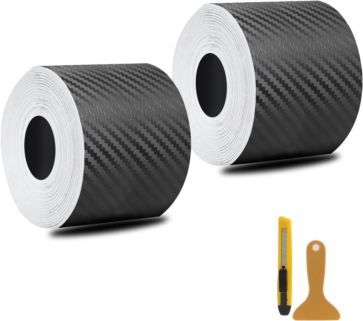 Set van 2 Carbon Lijm voor Auto, 3 cm x 5 m, Waterdichte Niet-Slip Lijmtape voor Dorpelbescherming en Carbon Bekleding