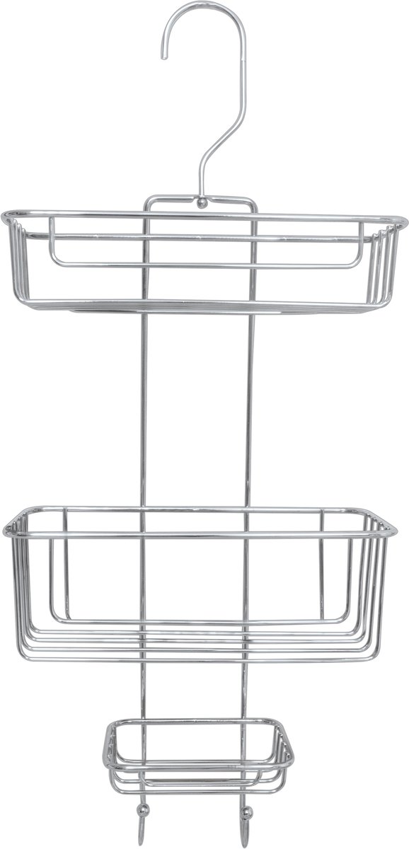 Doucheplanchet met Zuignap - Chromen Doucherek Badkamerrek Zuignap - Doucheorganizer Metaal 25 x 11 x 56 cm - Zonder Boren