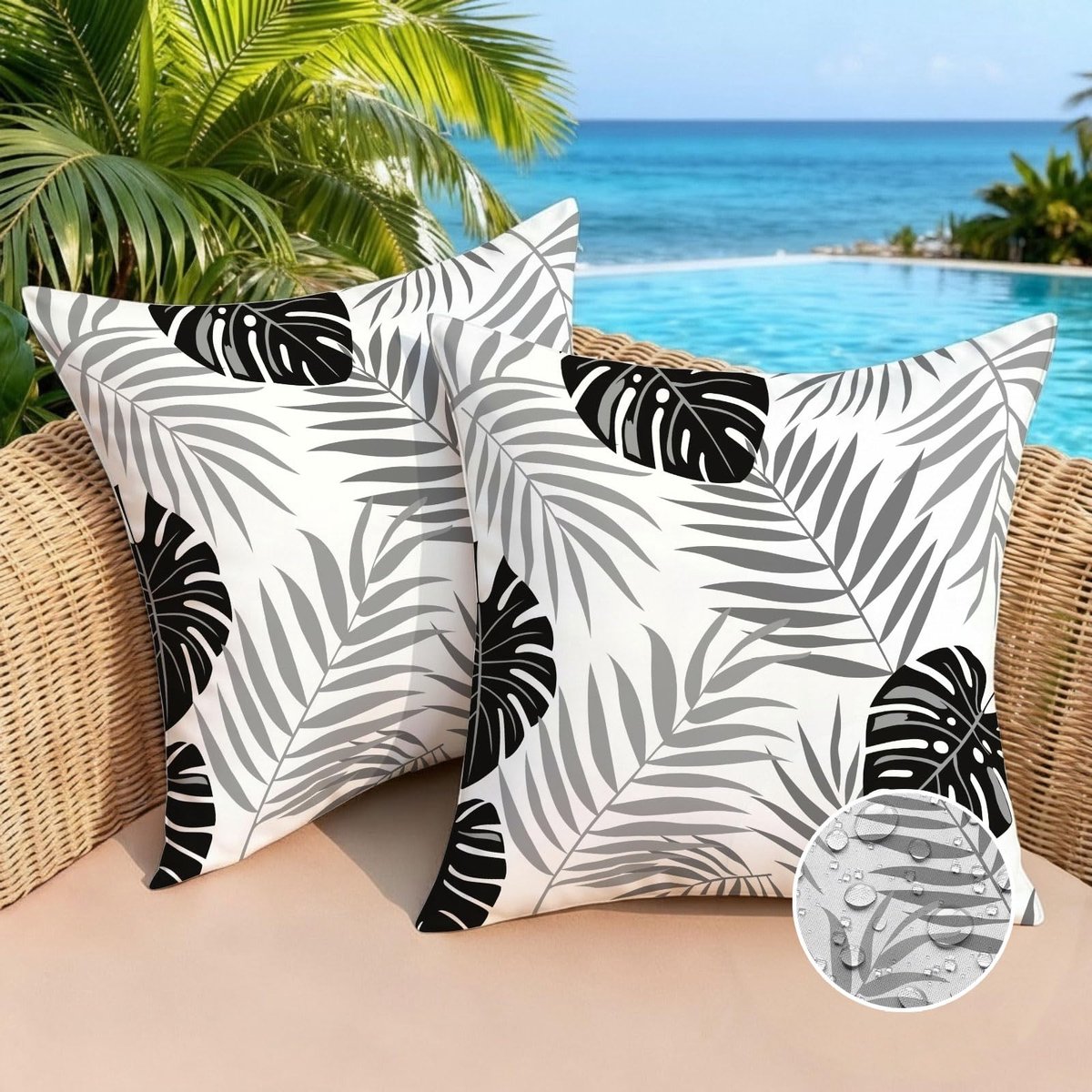 Kussenhoezen 45 x 45 cm - Waterdicht - Tropische bladeren - Ideaal voor tuin en woonkamer - ShopVlot