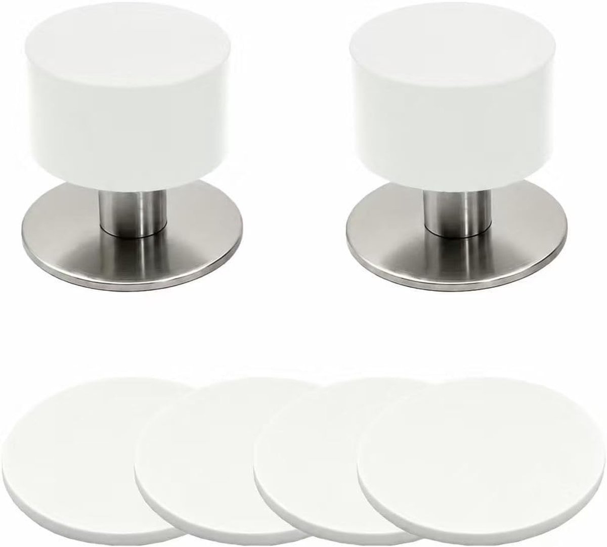 Zelfklevende deurstopper voor vloeren, 2 stuks, ideaal als raamstopper en ter voorkoming van schade (wit)
