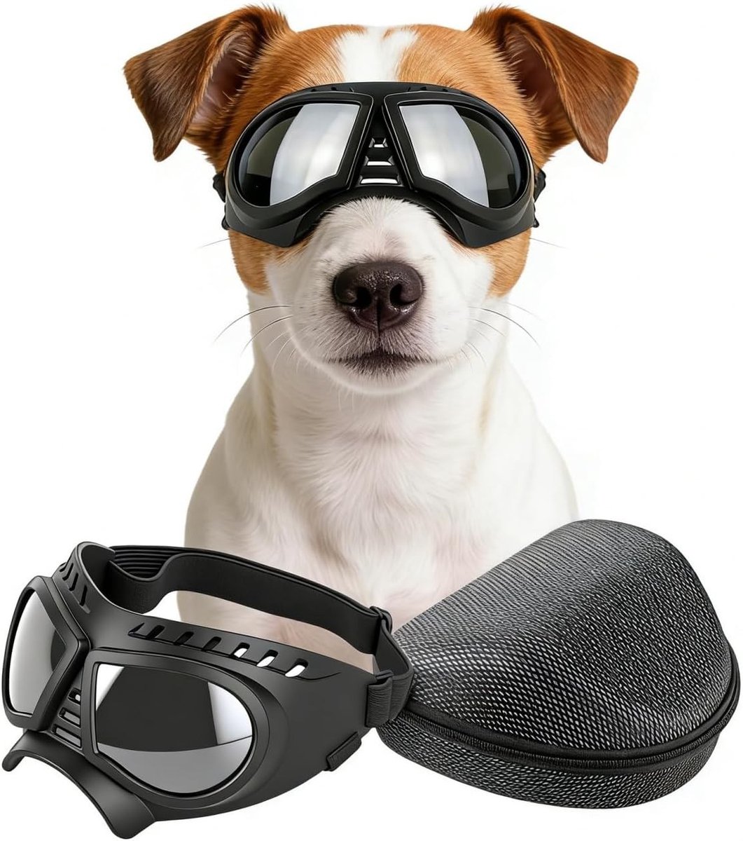 Hondenzonnebril met Verstelbare Bandjes, Oogbescherming voor Kleine en Middelgrote Honden, Mode Veiligheidsbril voor Honden, UV-bescherming en Comfort