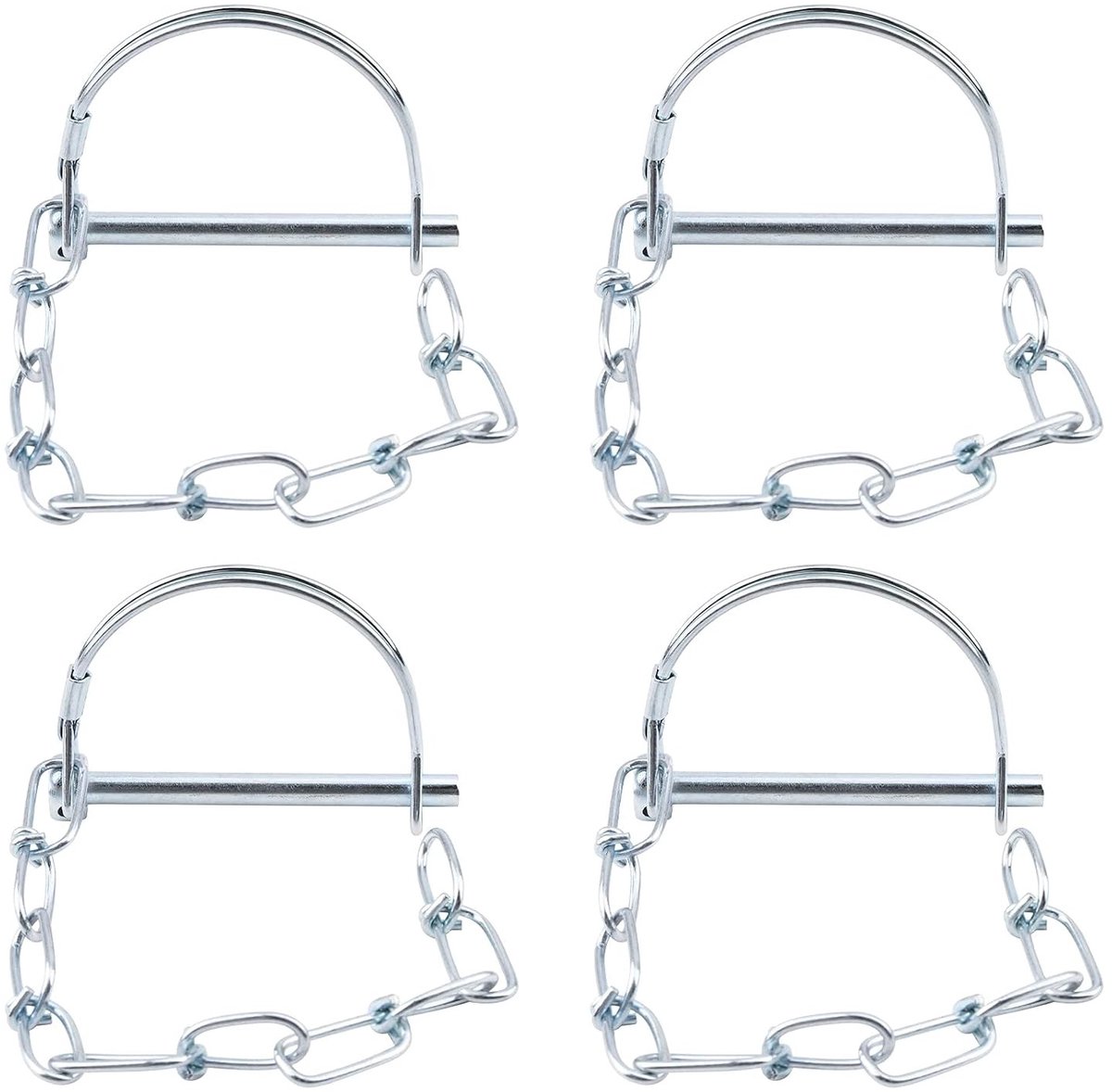 Shaft locking pin set van 4 stuks, 6mm ronde draad met ketting, veilig voor landbouw en tuinwerk