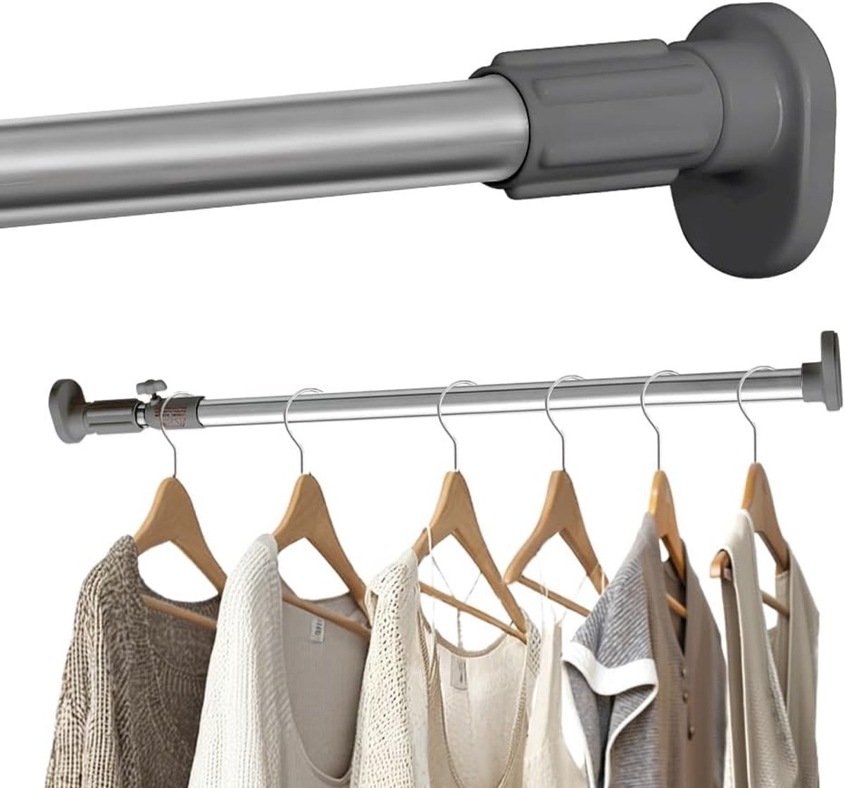 Verstelbare Douchestang met Ovale Kop, Geen Boren Nodig, Ideaal voor Kleding en Opbergruimte, 25.4mm Diameter