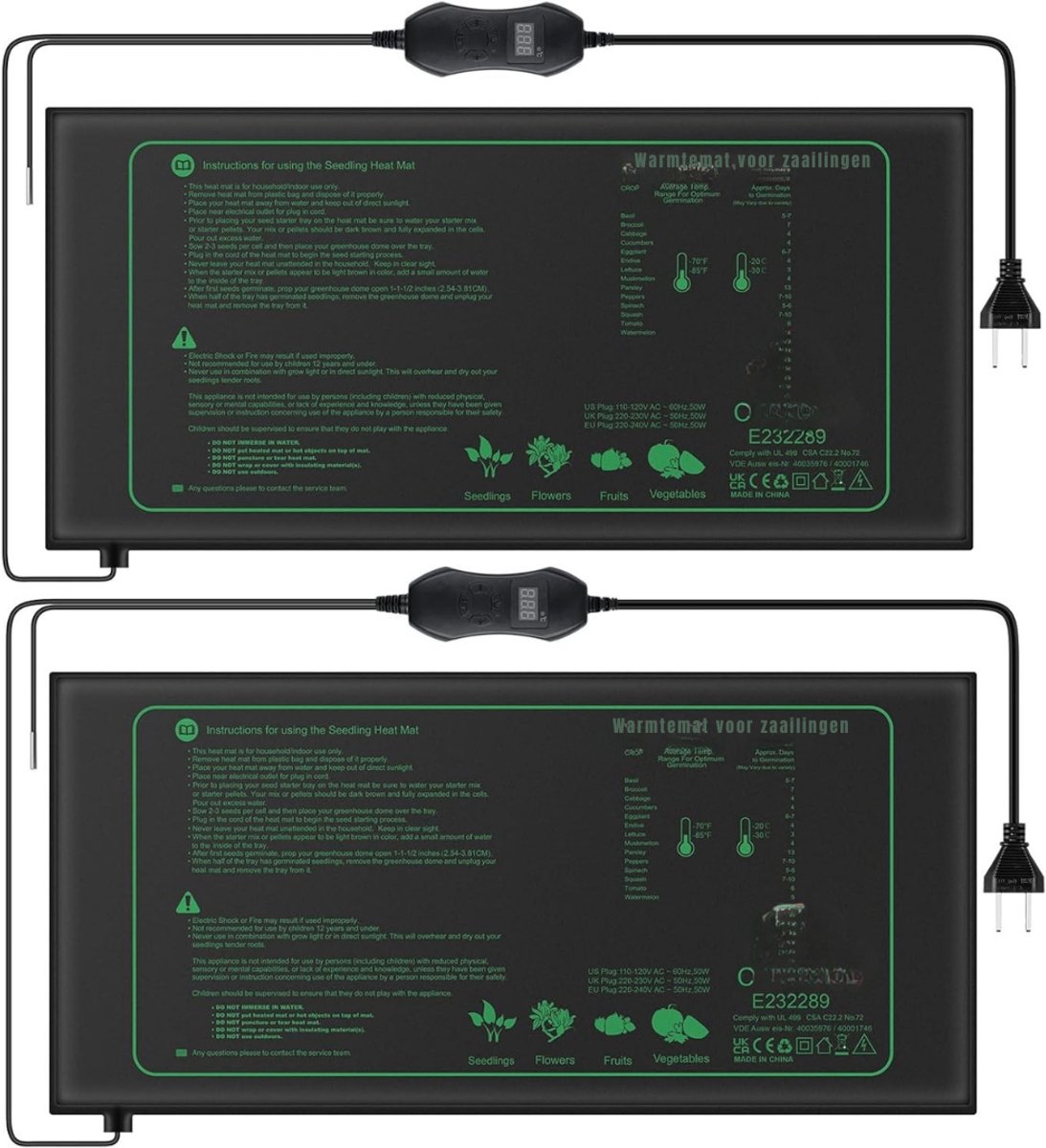 QUOVO® Warmtemat Planten - Waterdicht - Kweekmat 50 Watt – Kweekmat Verwarmingsmat - Kweken - Propagator – Mogelijk Voor Terrarium - 25 x 52,5 cm