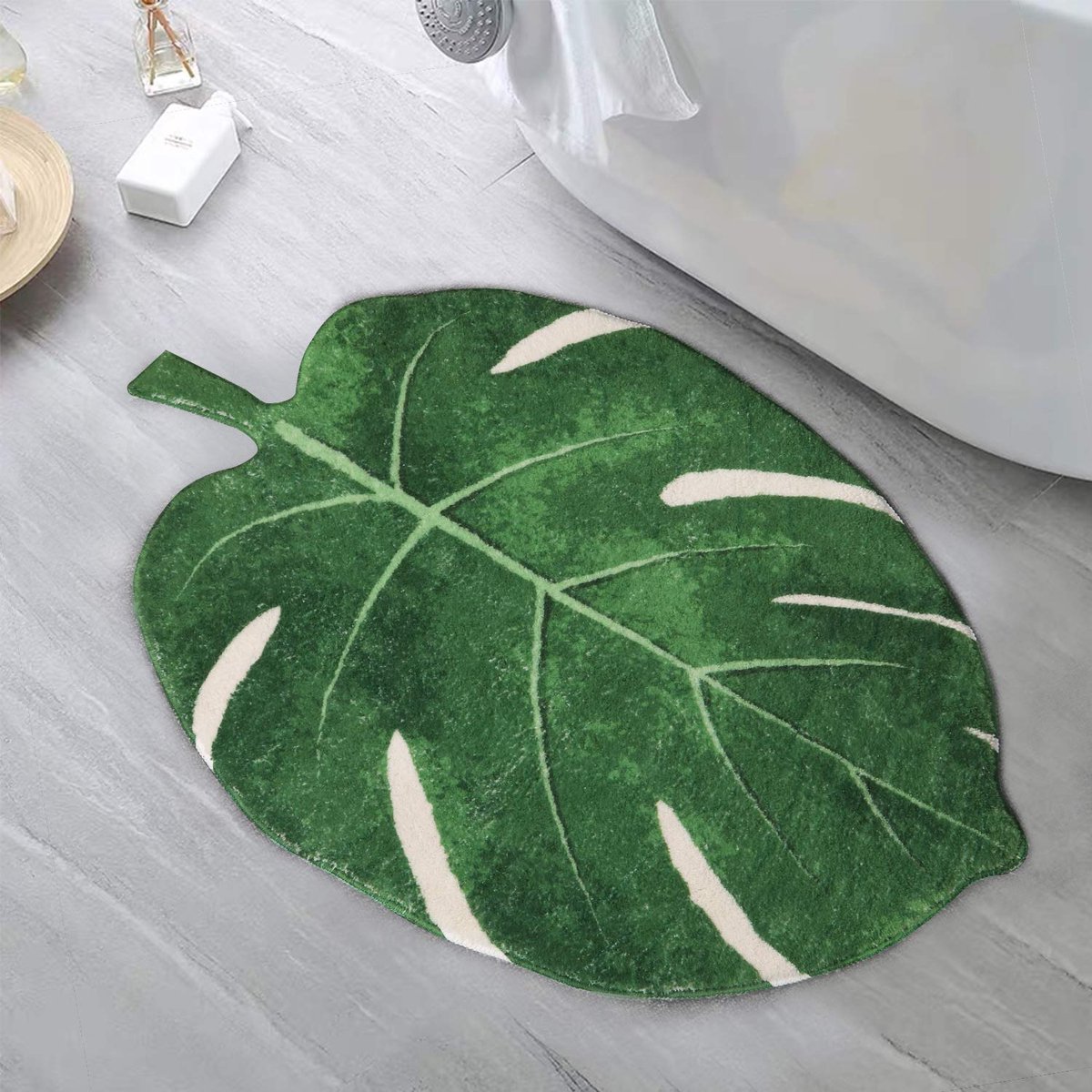 Badmat 5 cm x 7 cm - fluweelgroen - antislip - luxe microvezel voor douche - ShopVlot