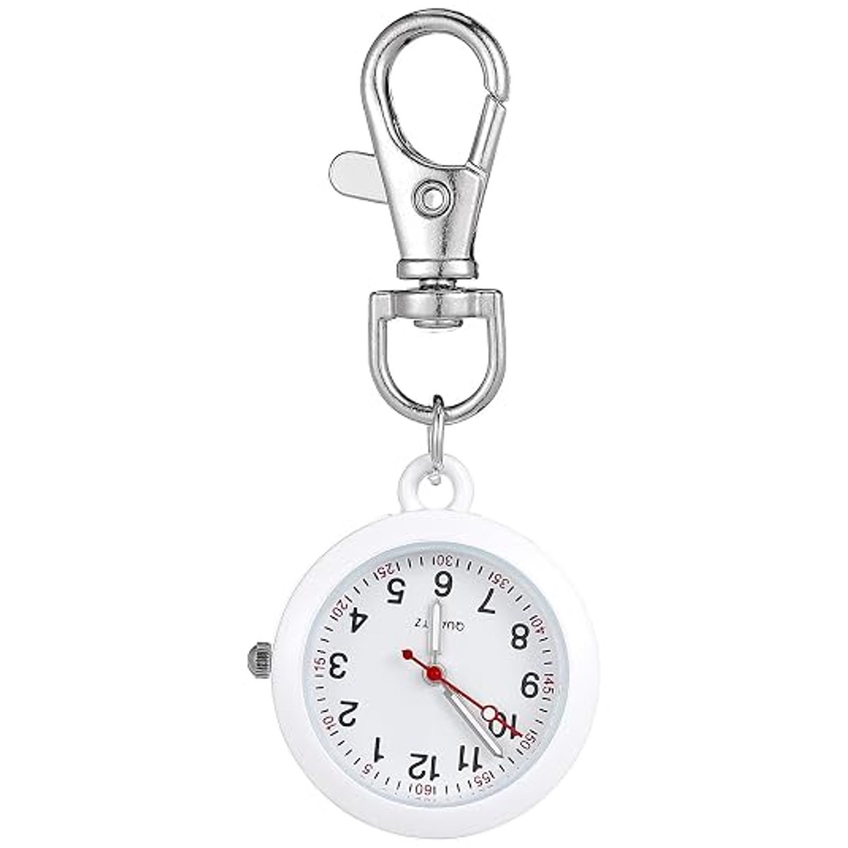Zakhorloge met clip, badge Geschikt voor verpleegkundigen (man en vrouw), wit | Draagbaar digitaal horloge met gesp en lichtgevende wijzers, Geschikt voor verpleegkundigen en artsen.