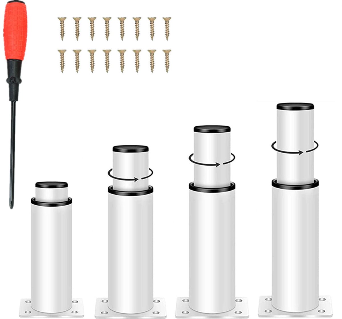 Meubelpoten verstelbaar 18-33 cm - metaal wit - belastbaar tot 800 kg - perfect voor meubels - ShopVlot