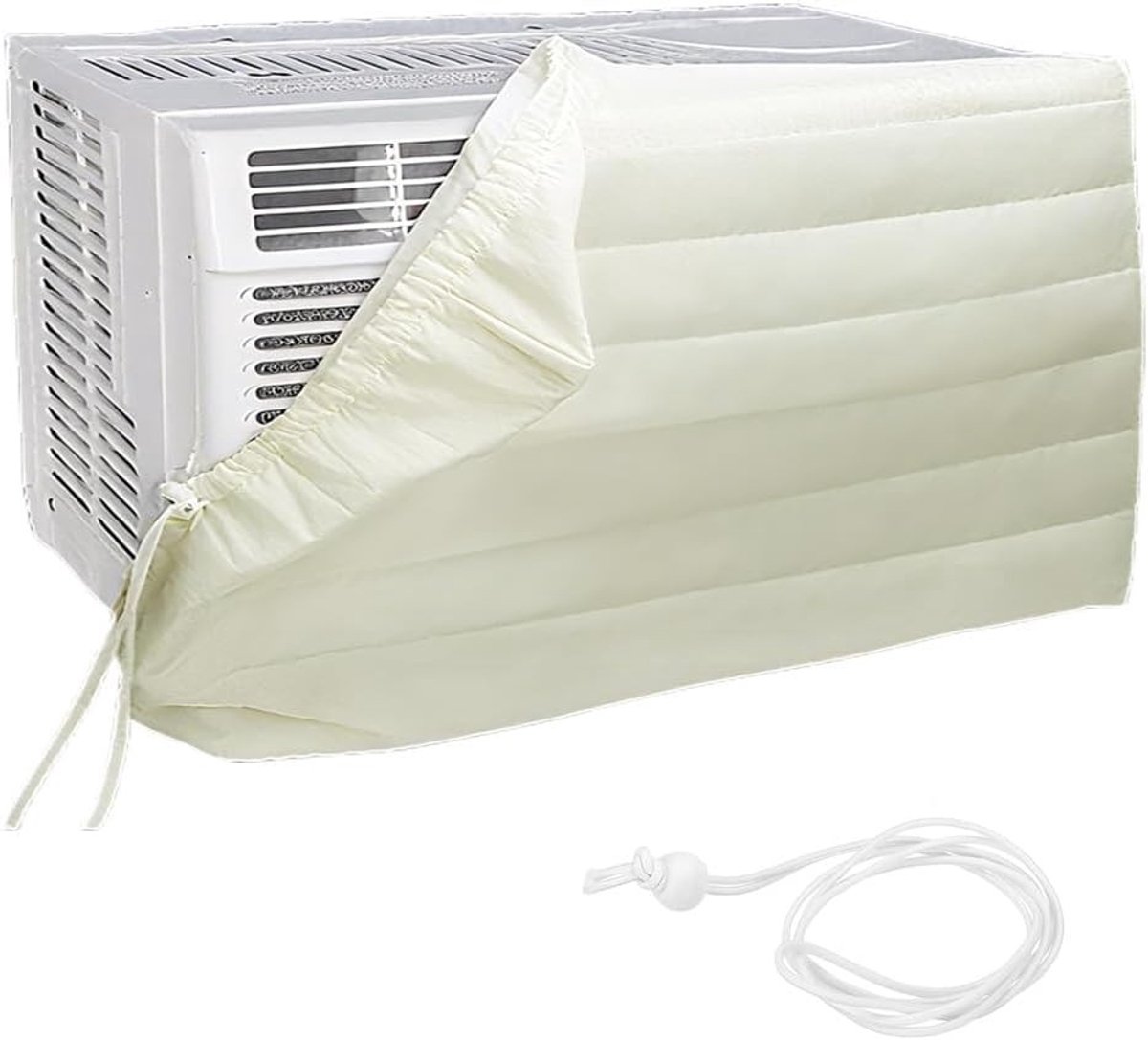 Verstelbare Raam Airconditioner Bescherming, Winterbescherming met Trekkoord, Beige 27 x 19 x 3.3 inch, Ideaal voor Binnengebruik