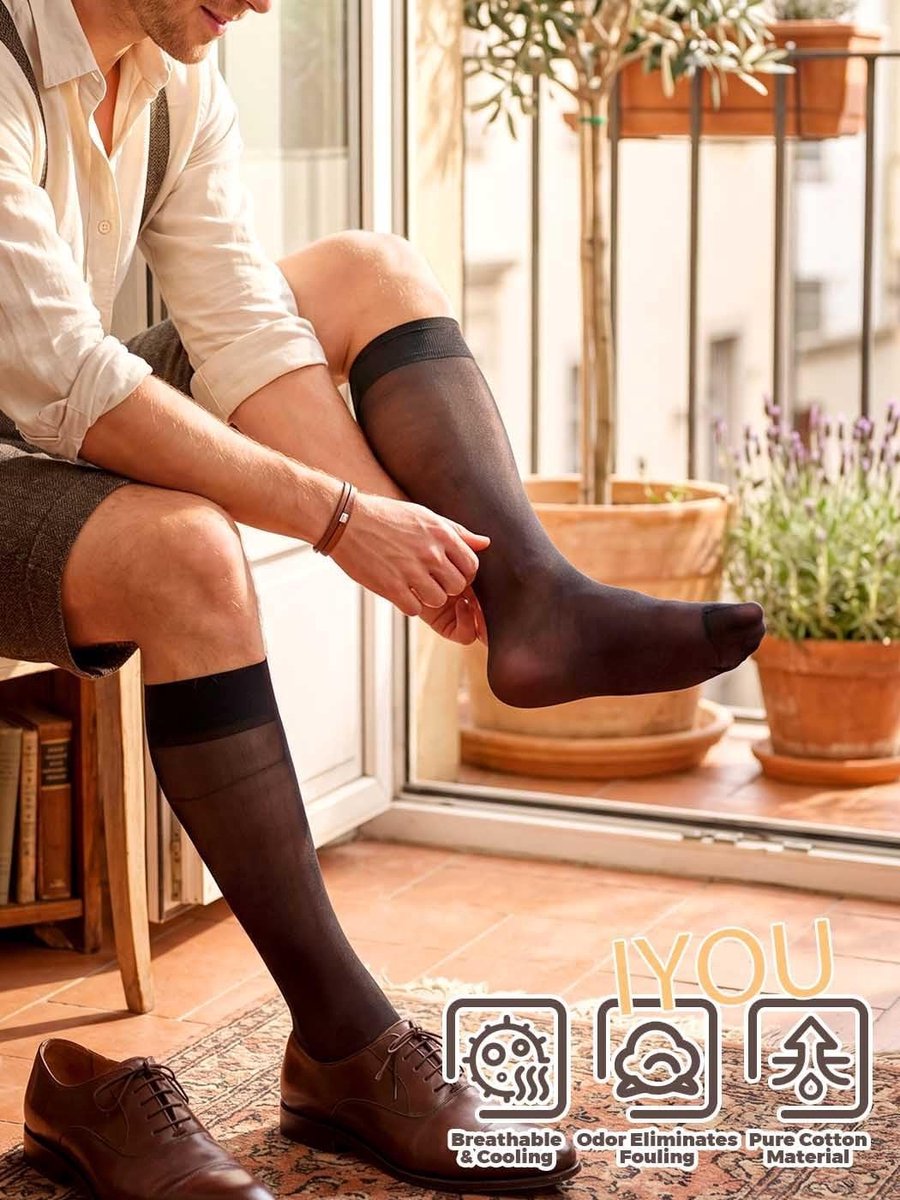 Transparante kniekousen voor dames in zwart, van nylon met gladde afwerking en elastische bovenband, ideaal voor comfort en stijl