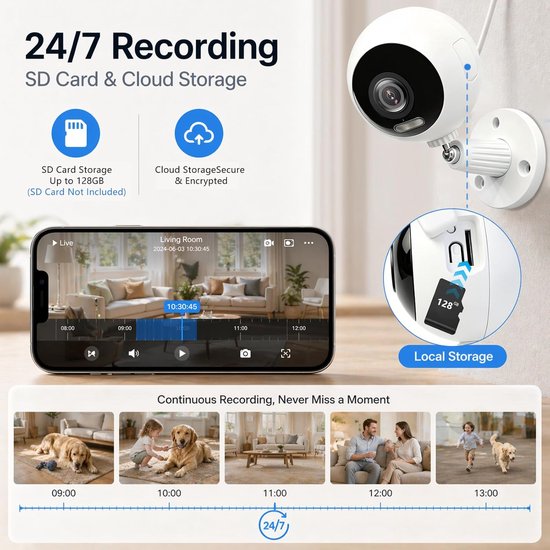 Beveiligingscamera Set - Buiten Camera - Huisbewaking - 3MP Kleuren Nachtzicht - 2 Stuks - Zwart — afbeelding 5
