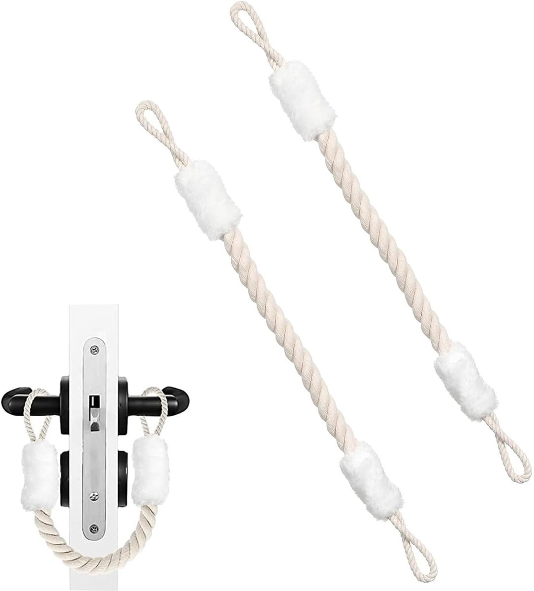 Cord Clamp Bescherming voor Deuren - Veiligheidsstopper voor Kinderen en Huisdieren, 60 cm Wit, Set van 2, Vingerbescherming en Draagbare Deuroplossing