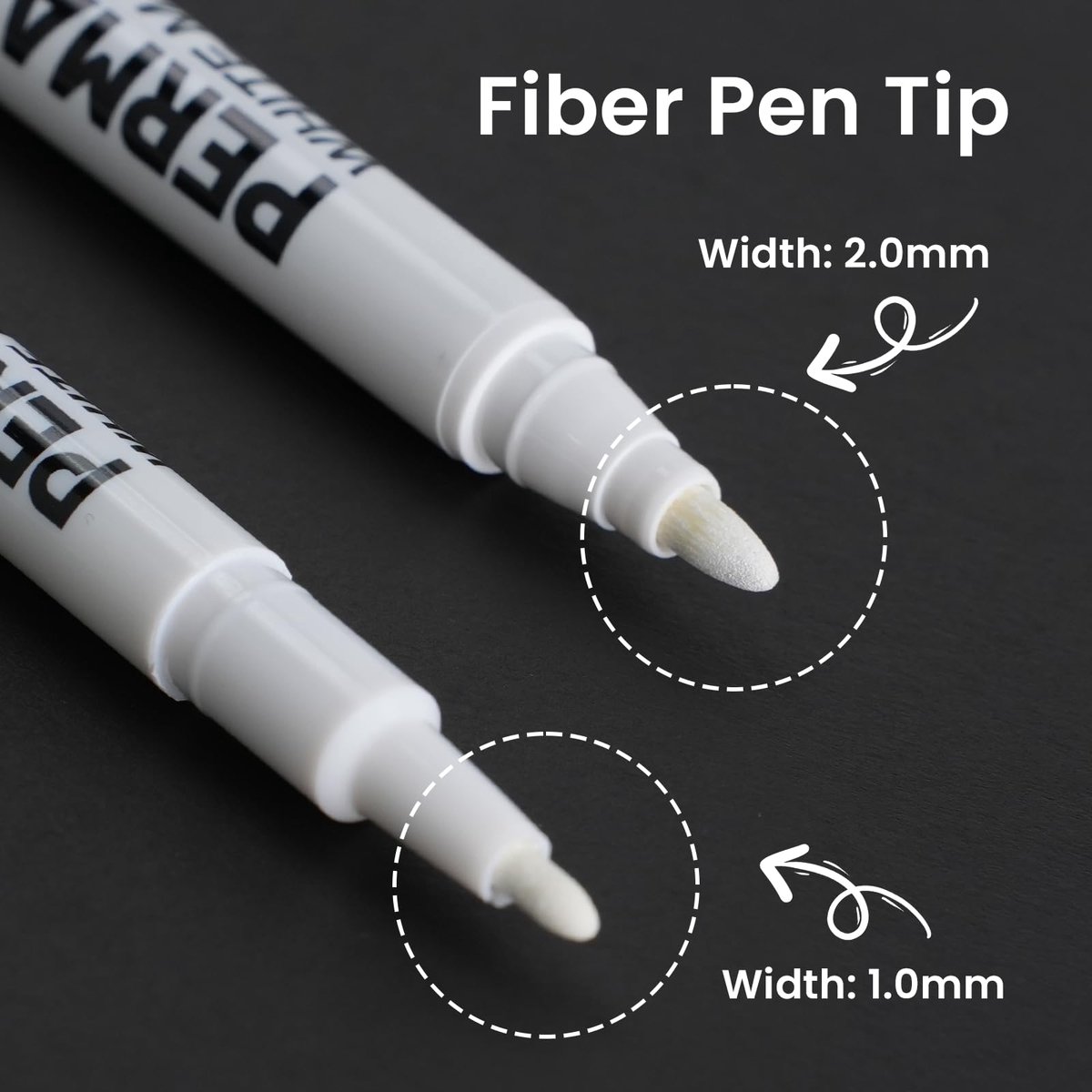 Permanente markerstiften 2,0 mm - witte watervaste stiften - sneldrogend - ideaal voor kleding en keramiek - ShopVlot
