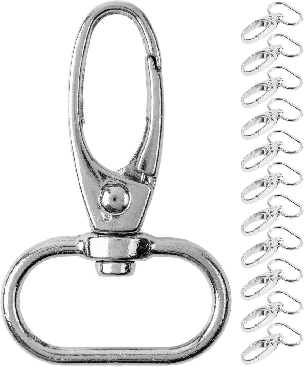 Karabijnhaak met draaislot 20 mm - metalen D-ring - 360° draaibare oogring - ideaal voor handwerk - ShopVlot