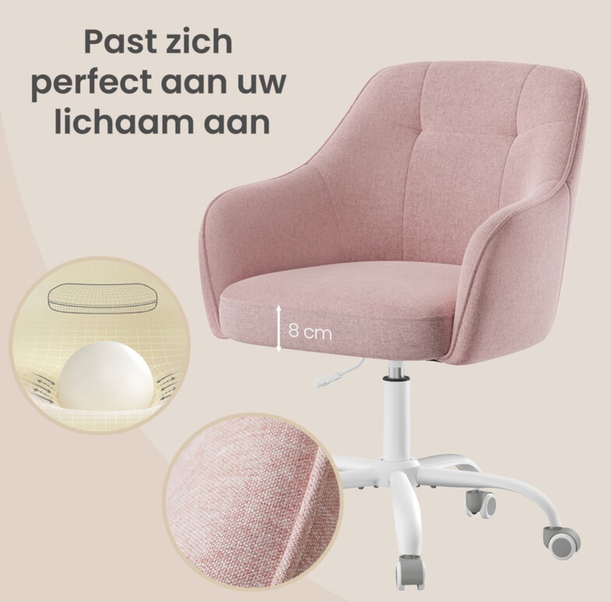 Oneshop Tyra Roze Thuisbureaustoel