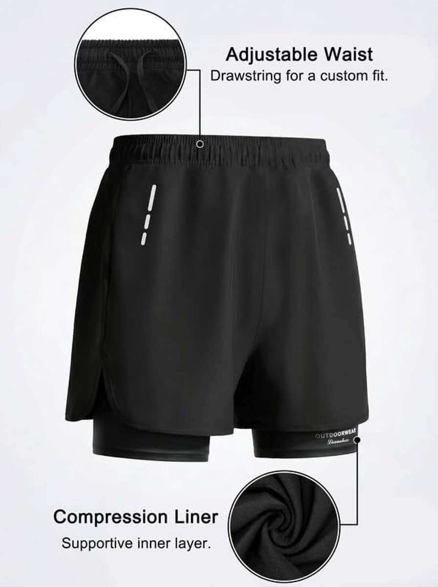 Sneldrogende Zwemshorts voor Mannen met Trekkoord en Compressievoering voor Jongens