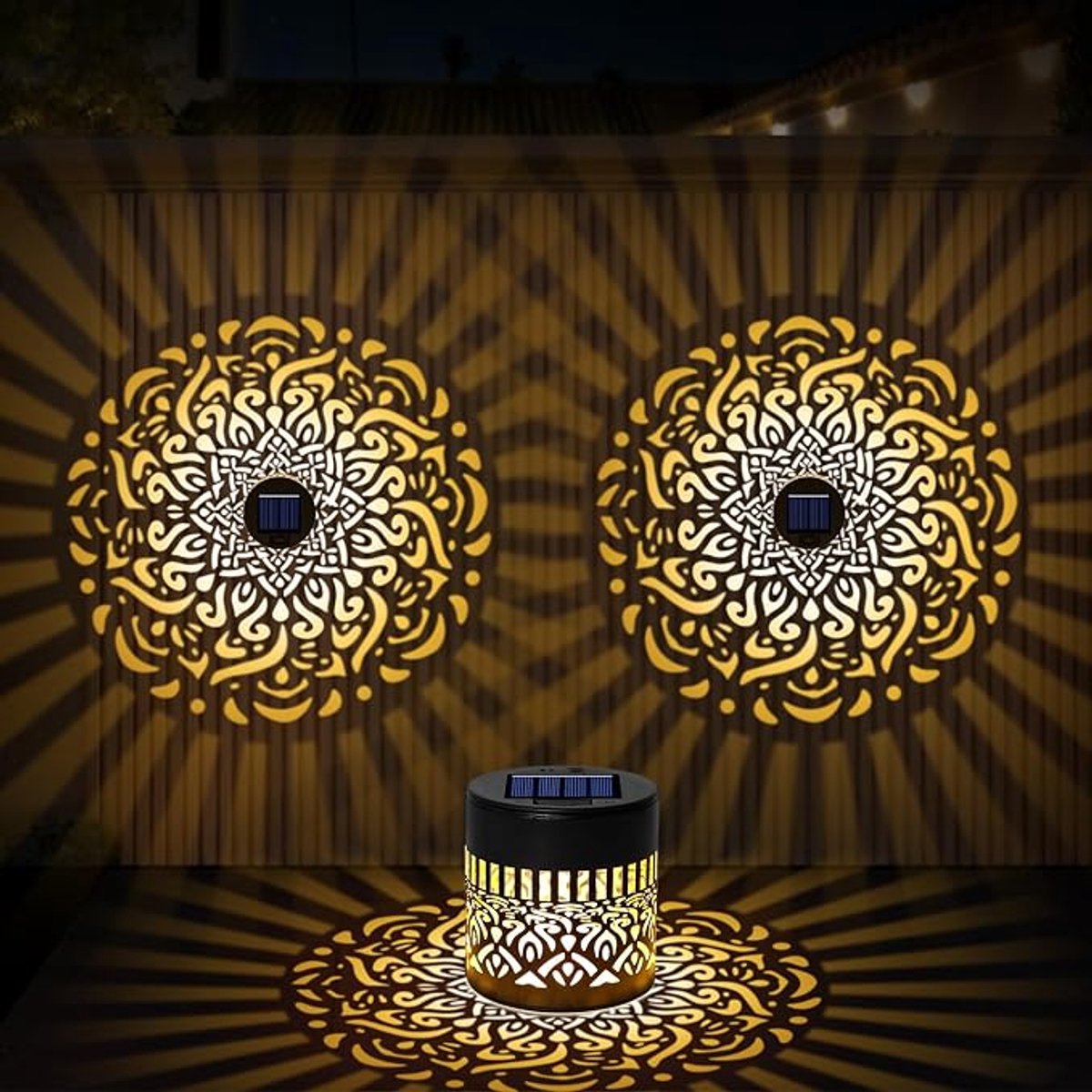 Solar Lantaarns Set Van 2 - Marokkaanse LED Buitenlampen Op Zonne-Energie - Waterdichte Tuinverlichting Warm Geel Voor Terras, Balkon En Tuin