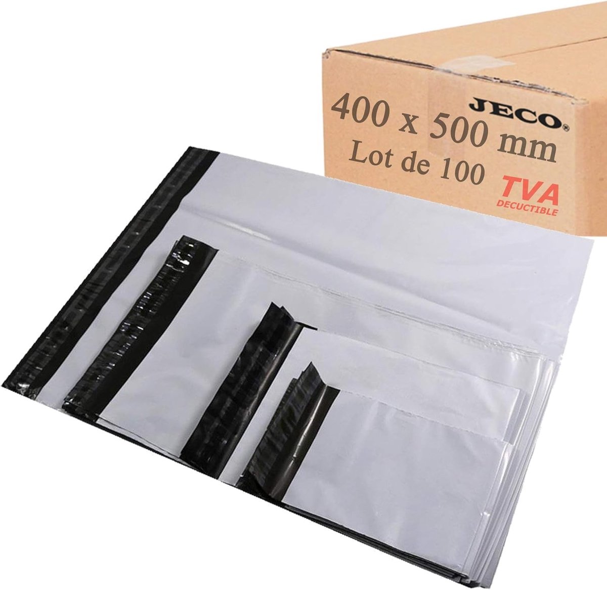Set van 100 Witte en Zwarte Plastic Verzendzakken, 40 cm x 50 cm, Voor E-commerce en Verzending