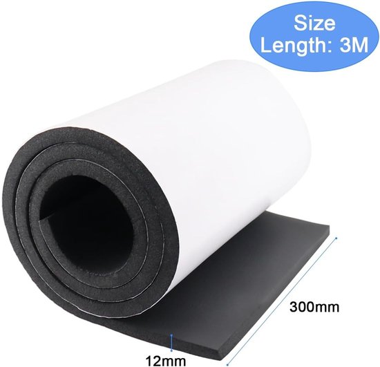 Multifunctionele Zelfklevende Neopreen Foam Rol 300 mm x 12 mm x 3 m voor Isolatie en Geluidsabsorptie, Antislip en Schokabsorptie (Zwart) — afbeelding 5